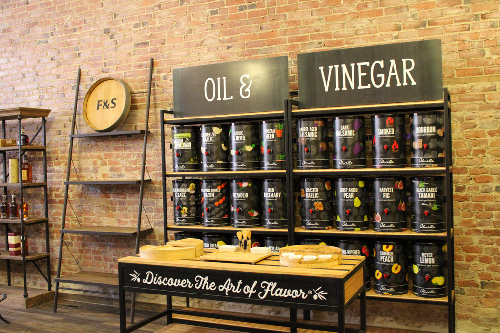 Oil & Vinegar display in Fire & Salt store